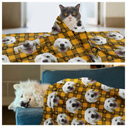 Pet Lovers, Pet Mom, Pet Dad, Happy, Custom Photo - Custom Photo Funny Dog Cat Pet Face - Personalized Pet Blanket