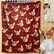 Pet Lovers, Pet Mom, Pet Dad, Happy, Custom Photo - Custom Photo Funny Dog Cat Pet Face - Personalized Pet Blanket