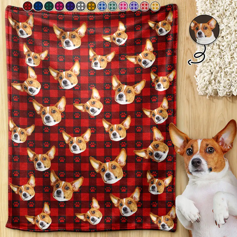 Pet Lovers, Pet Mom, Pet Dad, Happy, Custom Photo - Custom Photo Funny Dog Cat Pet Face - Personalized Pet Blanket