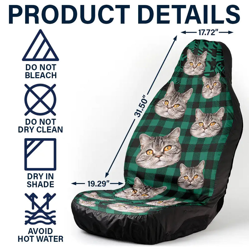 Pet Lovers, Funny - Custom Photo Funny Dog Cat Pet Human Face - Personalized Car Seat Cover