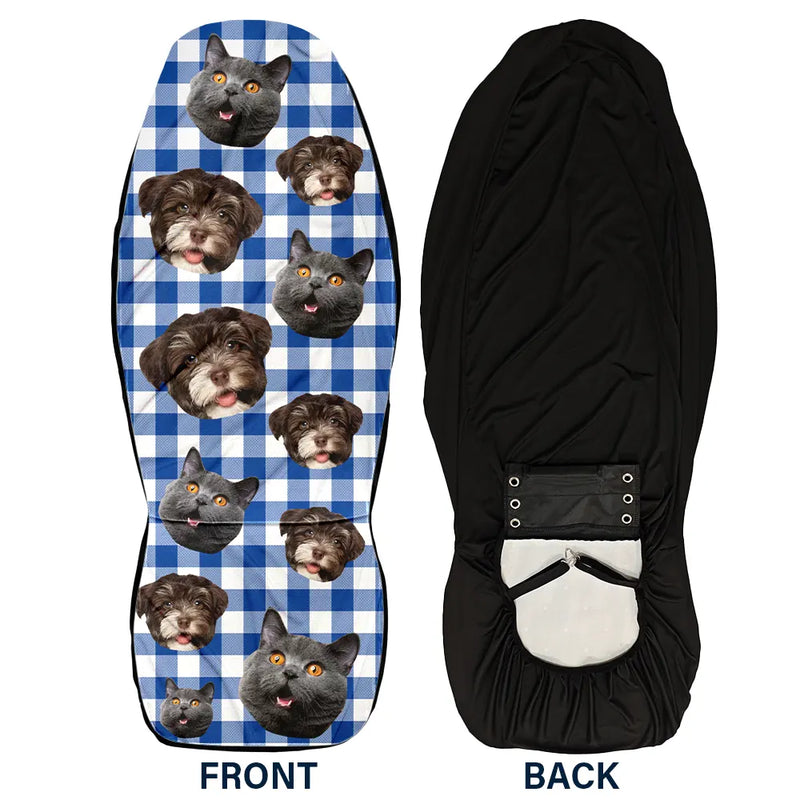 Pet Lovers, Funny - Custom Photo Funny Dog Cat Pet Human Face - Personalized Car Seat Cover