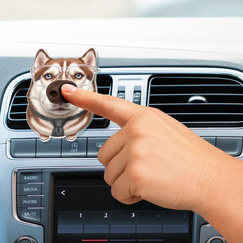 Art Design, Humorous, Custom Photo, Dog Lovers, Pet Lovers, Photo - Squishy Dog Nose - Custom Photo Funny Dog Nose - Personalized Squishy Acrylic Car Vent Clip