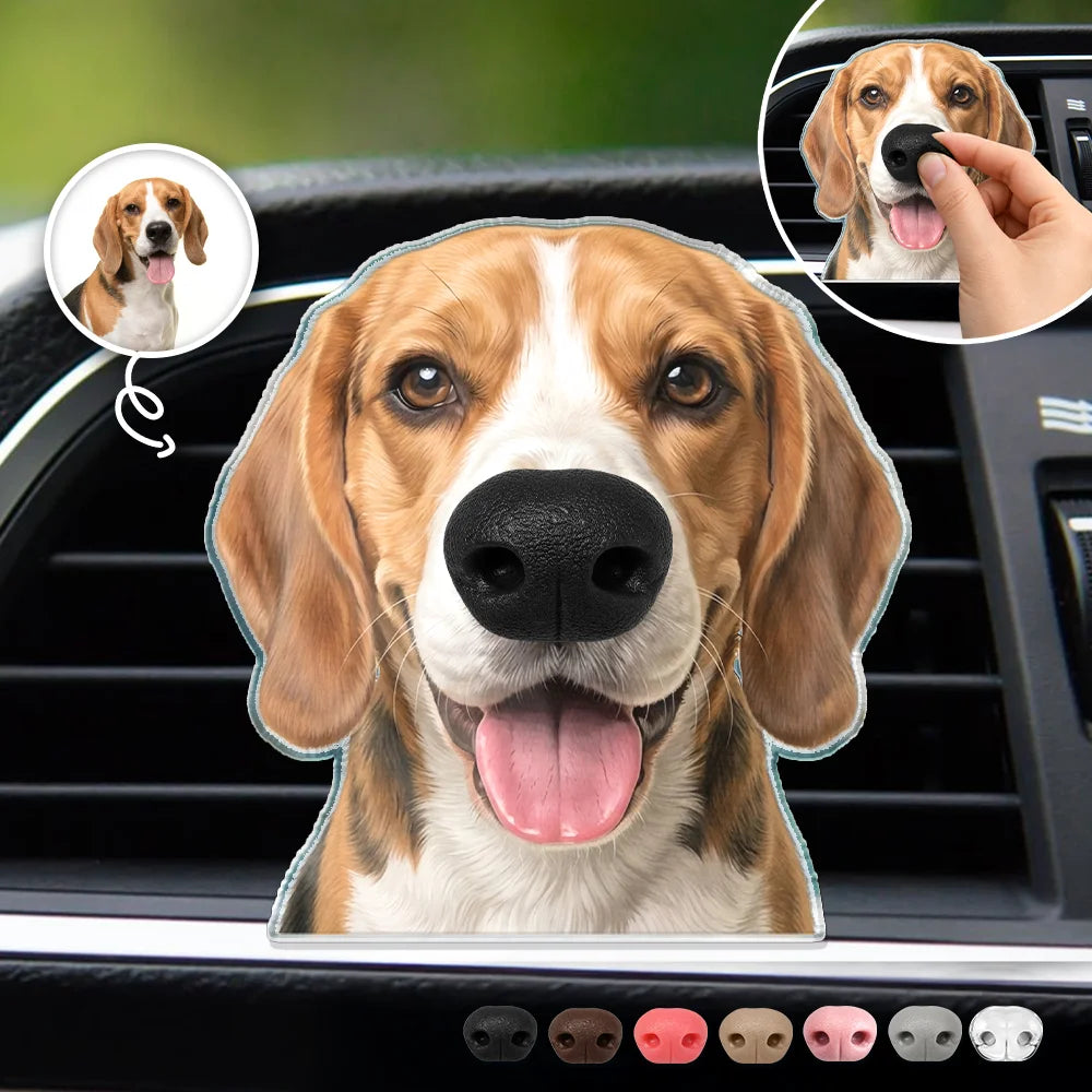 Art Design, Humorous, Custom Photo, Dog Lovers, Pet Lovers, Photo - Squishy Dog Nose - Custom Photo Funny Dog Nose - Personalized Squishy Acrylic Car Vent Clip