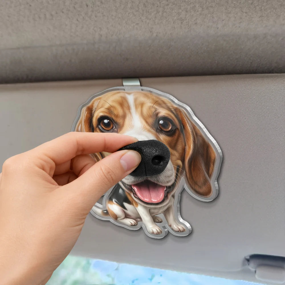 Art Design, Humorous, Custom Photo, Dog Lovers, Pet Lovers, Photo - Squishy Dog Nose - Custom Photo Funny Dog Nose - Personalized Squishy Acrylic Car Visor Clip
