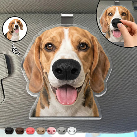 Custom Photo Funny Dog Nose - Personalized Squishy Acrylic Car Visor Clip