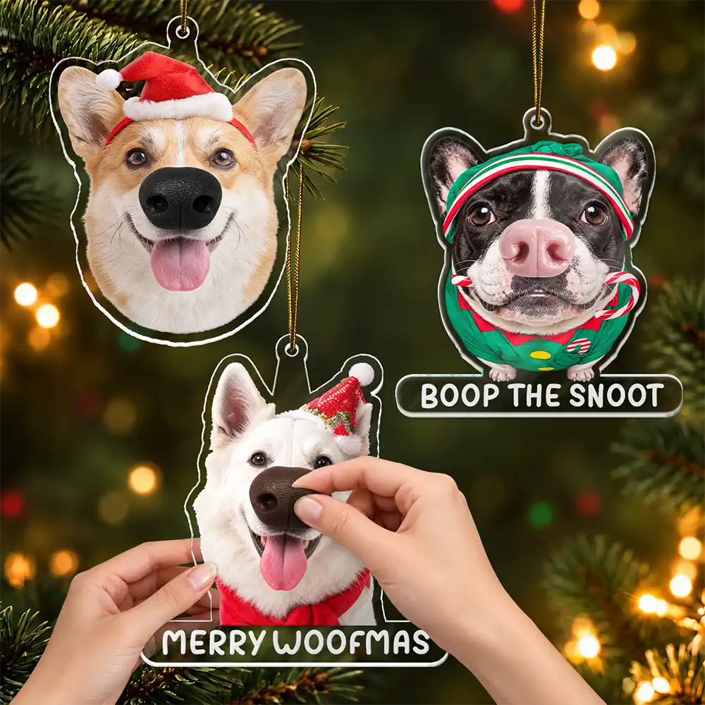 Art Design, Christmas, Humorous, Dog Lovers, Pet Lovers, Photo - Squishy Dog Nose - Custom Photo Funny Dog Nose Gift For Dog Lovers - Personalized Squishy Acrylic Ornament