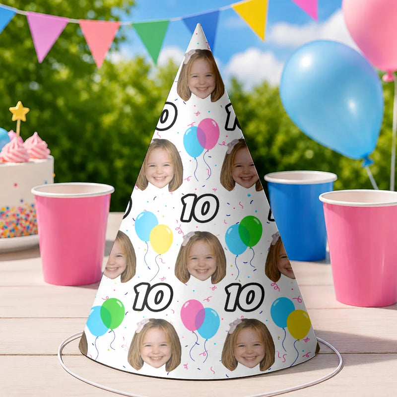 Custom Photo, Family, Humorous, Cut-Face Photo - Custom Photo Funny Face Birthday Family, Friends - Personalized Party Hats