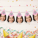 Humorous,Custom Photo,Gift For Yourself,Cut-Face Photo,Icon - Custom Photo Funny Face Birthday Family, Friends, Colleagues - Personalized Garland Banner