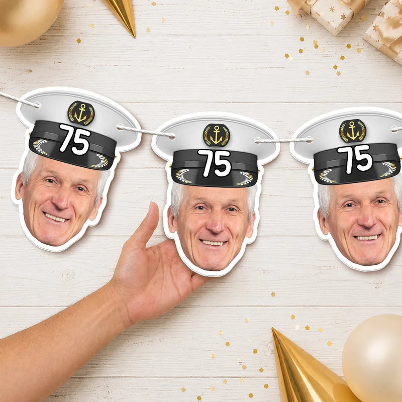 Humorous,Custom Photo,Gift For Yourself,Cut-Face Photo,Icon - Custom Photo Funny Face Birthday Family, Friends, Colleagues - Personalized Garland Banner