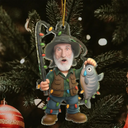 Gift For Yourself,Gift For Men,Happy,Dad's Hobby,Grandpa's Hobby,Fishing,Custom Photo,Christmas,Photo Hobby Ornament - Custom Photo Funny Face Cut Fishing Man - Personalized Acrylic Photo Ornament