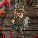 Gift For Yourself,Gift For Men,Happy,Dad's Hobby,Grandpa's Hobby,Fishing,Custom Photo,Christmas,Photo Hobby Ornament - Custom Photo Funny Face Cut Fishing Man - Personalized Acrylic Photo Ornament