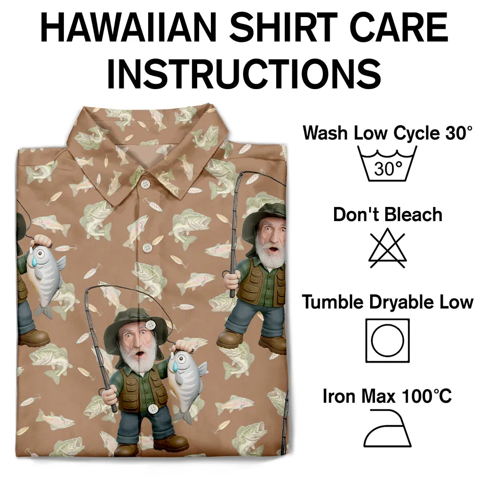 Gift For Yourself,Gift For Women,Gift For Men,Happy,Fishing - Custom Photo Funny Face Cut Fishing Man - Personalized Hawaiian Shirt