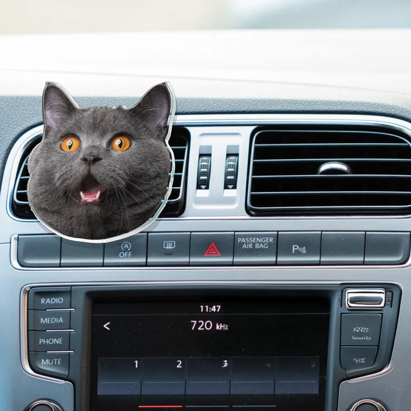 Gift For Kids,Gift For Mother,Gift For Father,Pet Lovers,Dog Lovers,Cat Lovers,Happy,Custom Photo - Custom Photo Funny Face Cut Kids Dogs Cats - Personalized Acrylic Car Vent Clip