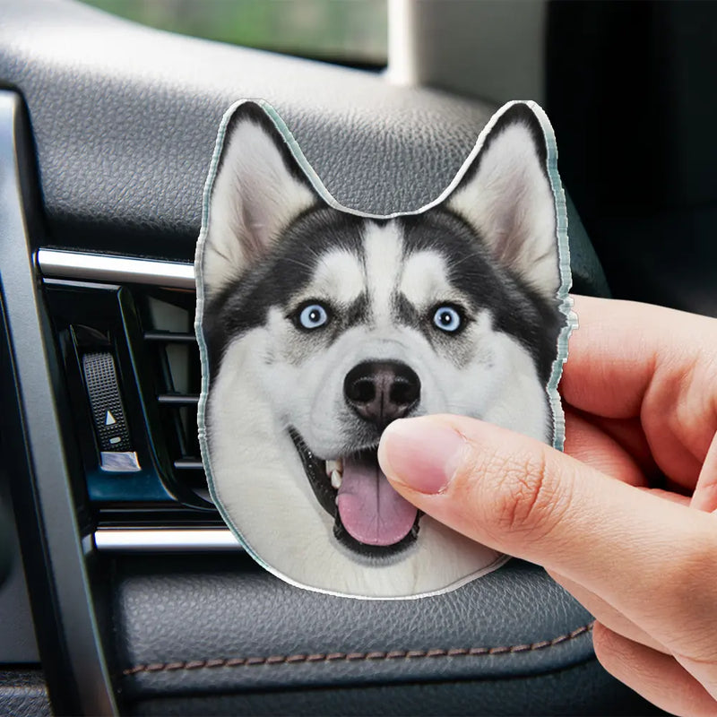 Gift For Kids,Gift For Mother,Gift For Father,Pet Lovers,Dog Lovers,Cat Lovers,Happy,Custom Photo - Custom Photo Funny Face Cut Kids Dogs Cats - Personalized Acrylic Car Vent Clip