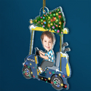 Gift For Kids, Gift For Grandkids, Photo Hobby Ornament, Custom Photo, Funny, Christmas - Custom Photo Funny Face Golf Cart Kid Baby - Personalized Acrylic Photo Ornament