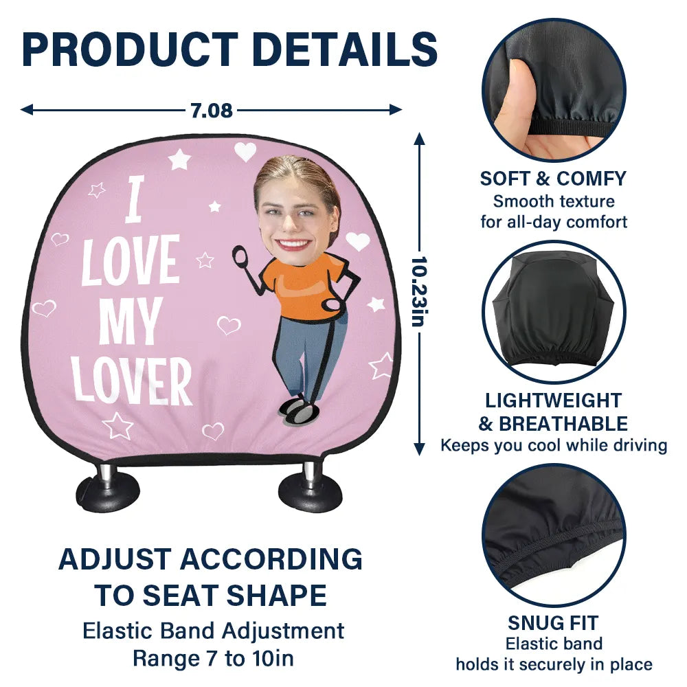 Gift For Couples,Custom Photo,Funny - Custom Photo Funny I Love My Wife Husband - Personalized Car Headrest Covers