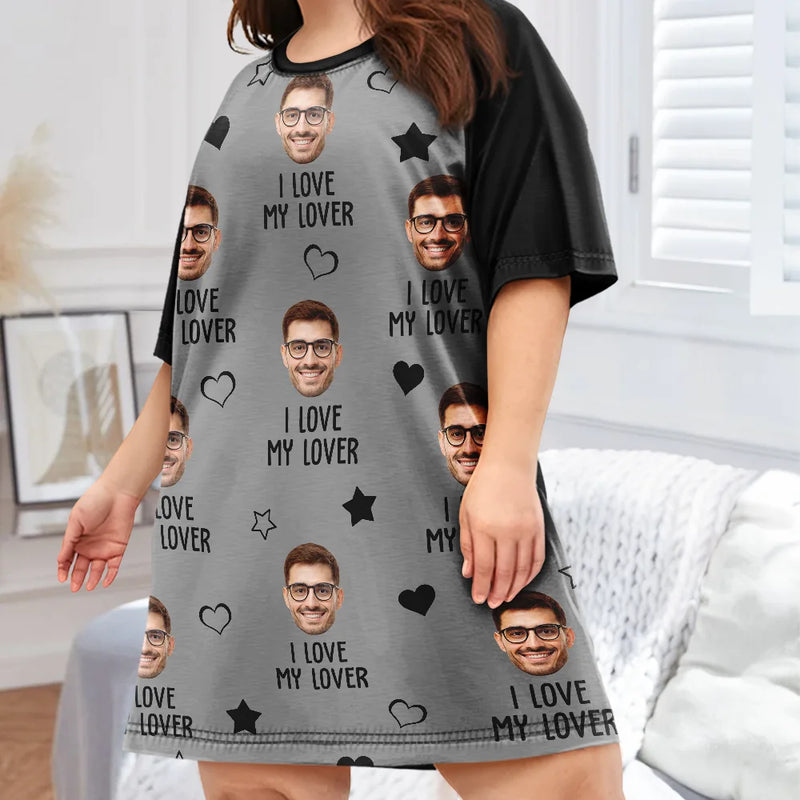 Gift For Couples,Gift For Wife,Custom Photo,Funny - Custom Photo Funny I Love My Wife Husband - Personalized Women's Sleep Tee