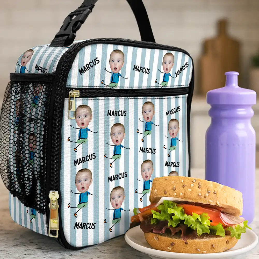 Back To School,Gift For Kids,Gift For Grandkids - Custom Photo Funny Kid And Name - Personalized Kids Lunch Bag