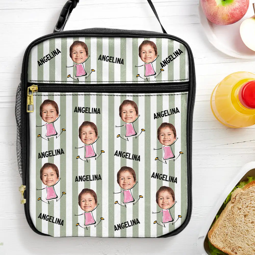 Back To School,Gift For Kids,Gift For Grandkids - Custom Photo Funny Kid And Name - Personalized Kids Lunch Bag
