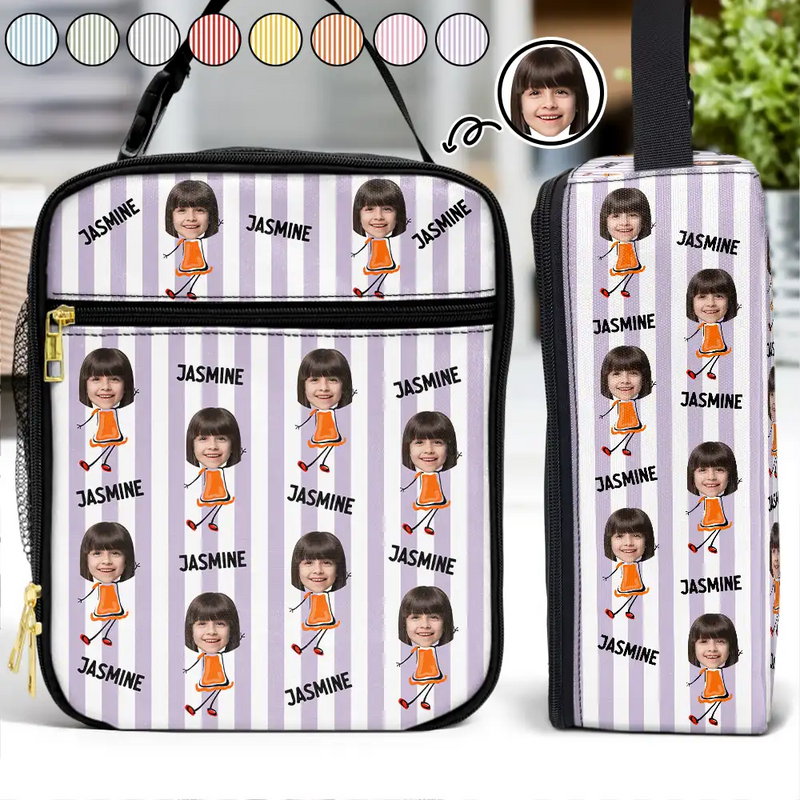 Back To School,Gift For Kids,Gift For Grandkids - Custom Photo Funny Kid And Name - Personalized Kids Lunch Bag