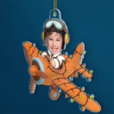 Gift For Kids,Gift For Grandkids,Photo Hobby Ornament,Custom Photo,Funny,Christmas - Custom Photo Funny Kid Face Airplane - Personalized Acrylic Photo Ornament