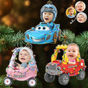 Top Market,Playful,Christmas,Custom Photo,Gift For Kids,Cut-Face Photo - Custom Photo Funny Kid Face Car Toys - Personalized Custom Shaped Acrylic Ornament