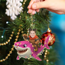 Gift For Kids,Gift For Grandkids,Photo Hobby Ornament,Custom Photo,Funny,Christmas - Custom Photo Funny Kid Face Shark - Personalized Acrylic Photo Ornament