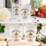 Retirement,Gift For Father,Gift For Grandpa,Gift For Grandma,Gift For Mother,Gifts For Colleagues,Happy,Photo,Humorous - Custom Photo Funny Officially Retired - Personalized Frosted Cups