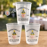Retirement,Gift For Father,Gift For Grandpa,Gift For Grandma,Gift For Mother,Gifts For Colleagues,Happy,Photo,Humorous - Custom Photo Funny Officially Retired - Personalized Frosted Cups