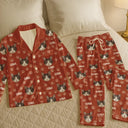 Dog Lovers,Pet Lovers,Cat Lovers,Cat Mom,Dog Mom,Pet Mom,Happy - Custom Photo Funny Pet Face Pattern Dog Cat - Personalized Satin Pajama Set