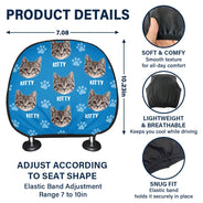 Pet Lovers,Custom Photo,Funny - Custom Photo Funny Pet Face Pattern Dog Cat Family - Personalized Car Headrest Covers