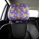 Pet Lovers,Custom Photo,Funny - Custom Photo Funny Pet Face Pattern Dog Cat Family - Personalized Car Headrest Covers