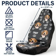 Pet Lovers,Funny - Custom Photo Funny Pet Face Pattern Dog Cat Family - Personalized Car Seat Cover