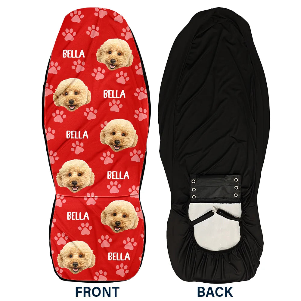 Pet Lovers,Funny - Custom Photo Funny Pet Face Pattern Dog Cat Family - Personalized Car Seat Cover