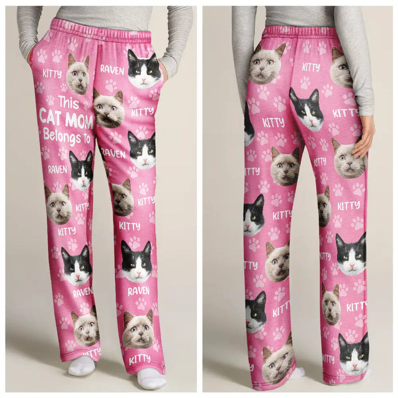 Cat Lovers,Pet Lovers,Dog Lovers,Dog Mom,Dog Dad,Cat Mom,Cat Dad,Happy - Custom Photo Funny Pet Face This Dog Dad Belongs To - Personalized Pajama Pants