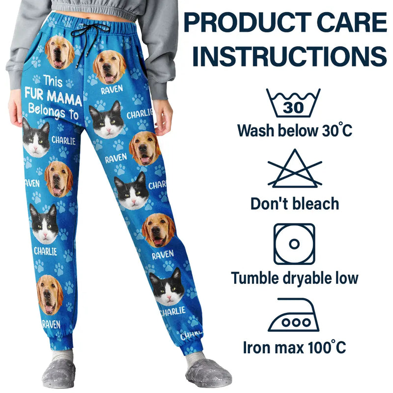 Cat Lovers,Pet Lovers,Dog Lovers,Dog Mom,Dog Dad,Cat Mom,Cat Dad,Happy - Custom Photo Funny Pet Face This Dog Dad Belongs To - Personalized Pajama Pants