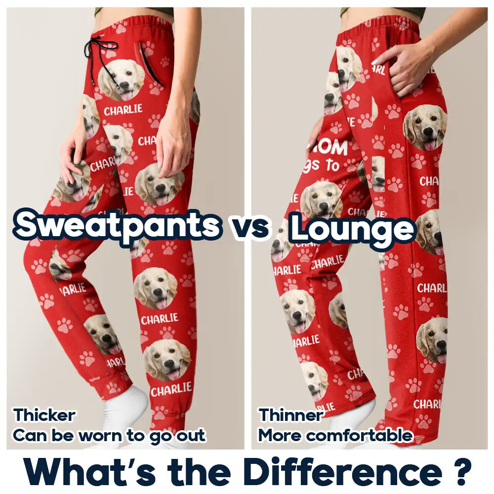 Cat Lovers,Pet Lovers,Dog Lovers,Dog Mom,Dog Dad,Cat Mom,Cat Dad,Happy - Custom Photo Funny Pet Face This Dog Dad Belongs To - Personalized Pajama Pants