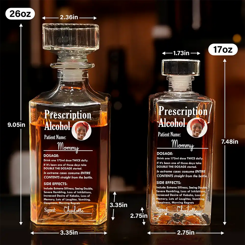 Gift For Yourself, Funny, Custom Photo - Custom Photo Funny Prescription Drink One Measure Daily - Personalized Square Whiskey Bottle