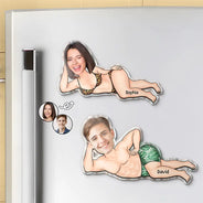 Gift For Couples,Gift For Husband,Gift For Wife,Gift For Boyfriend,Gift For Girlfriend,Gift For Men,Gift For Women,Gift For Yourself - Custom Photo Funny Woman Man Lying Down - Personalized Acrylic Fridge Magnet