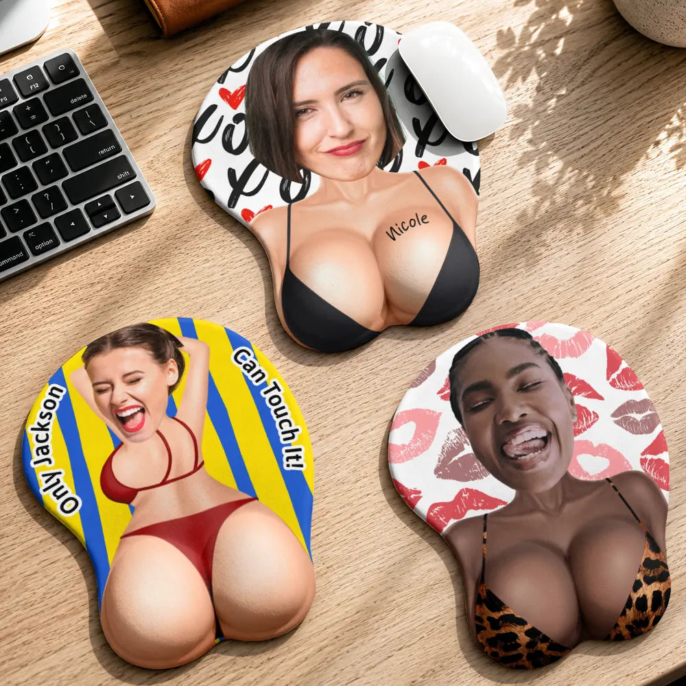 Custom Photo, Summer, Gift For Boyfriend, Gift For Couples, Humorous, Cut-Face Photo - Custom Photo Funny & Naughty - Personalized Mouse Pad