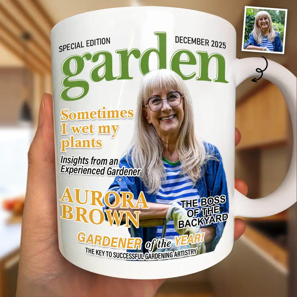 Gardening,Gift For Women,Gift For Men,Happy,Custom Photo - Custom Photo Garden Magazine - Personalized Mug