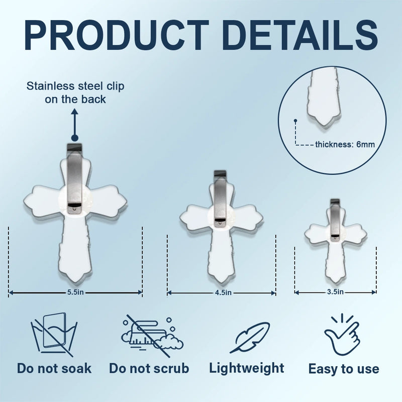 Memorial,Christian,Sad - Custom Photo God Has You In His Arms Cross Memorial Gifts - Personalized Custom Shaped Acrylic Car Visor Clip