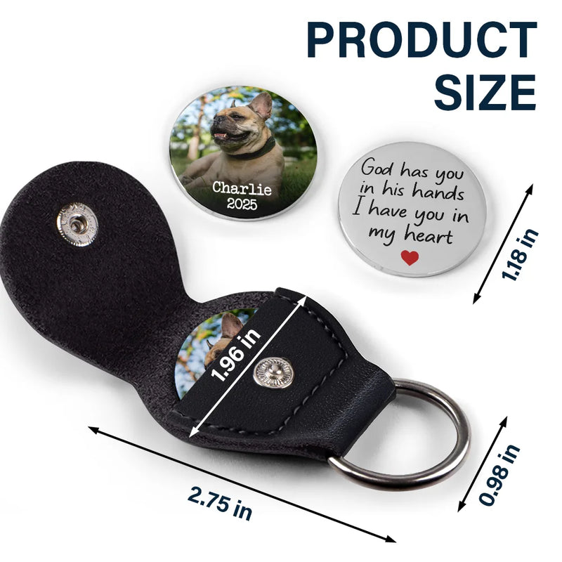 Memorial,Family,Parents,Gift For Grandparents,Sad - Custom Photo God Has You In His Arms Memorial - Personalized Leather Pocket Hug