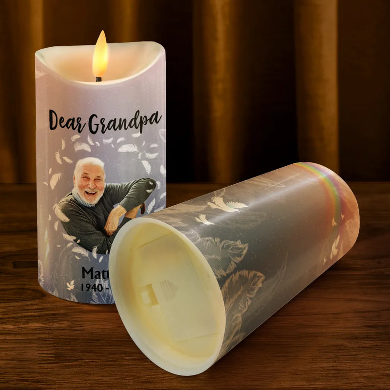 Gift For Grandparents, Gift For Grandma, Gift For Grandpa, Family, Memorial, Christmas - Custom Photo God Has You In His Keeping We Have You In Our Hearts - Personalized Flameless LED Candle