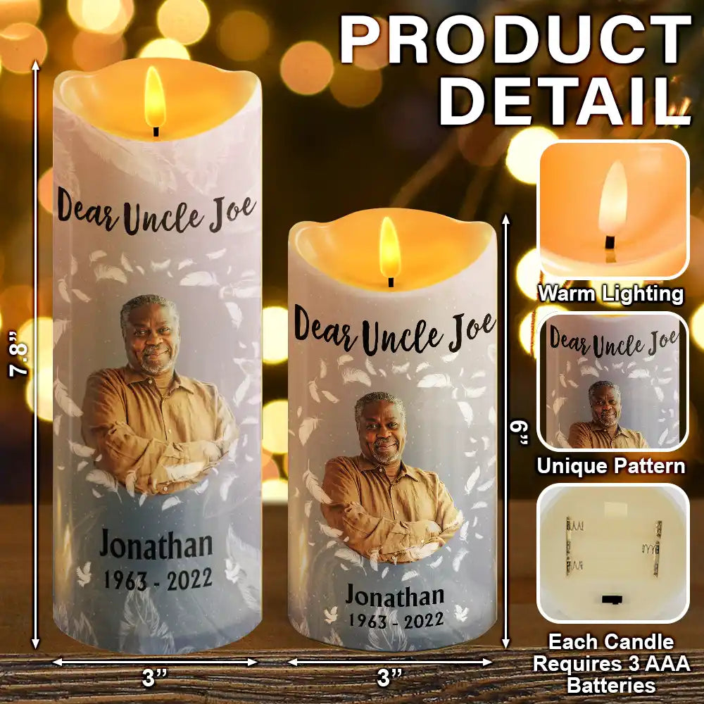 Gift For Grandparents, Gift For Grandma, Gift For Grandpa, Family, Memorial, Christmas - Custom Photo God Has You In His Keeping We Have You In Our Hearts - Personalized Flameless LED Candle