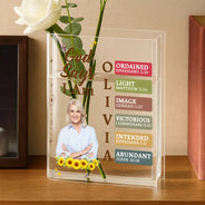 Gift For Yourself,Gift For Women,Happy,Gift For Men - Custom Photo God Says I Am Bible Verse - Personalized Acrylic Book Vase