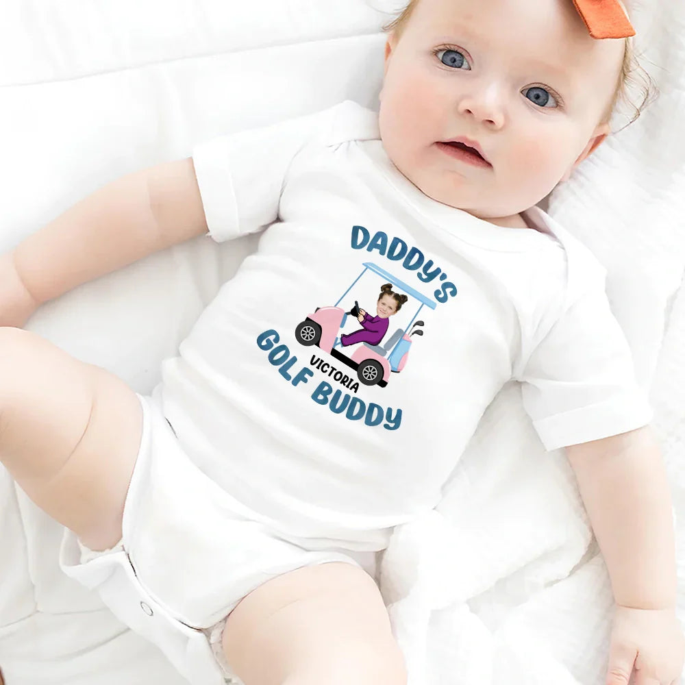 Golf,New Dad,Gift For Kids,New baby,Happy,Dad's Hobby - Custom Photo Golf Buddy - Personalized Baby Onesie