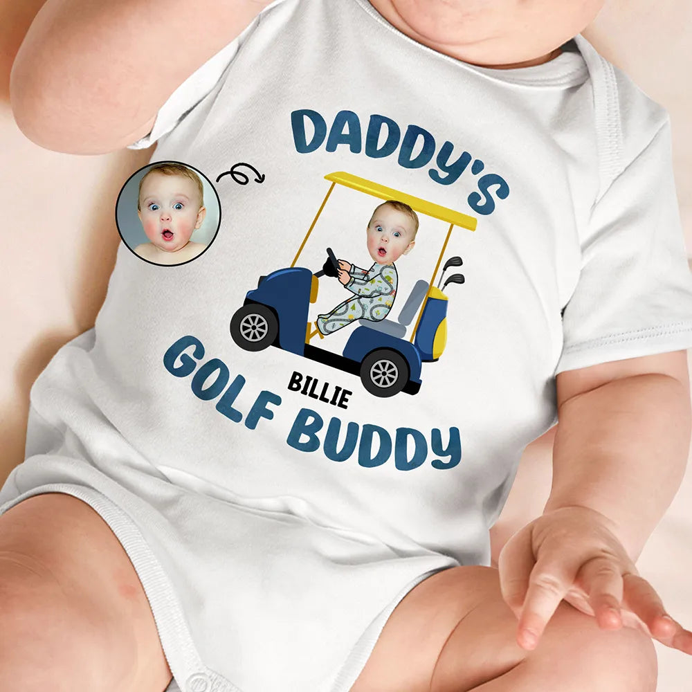 Golf,New Dad,Gift For Kids,New baby,Happy,Dad's Hobby - Custom Photo Golf Buddy - Personalized Baby Onesie