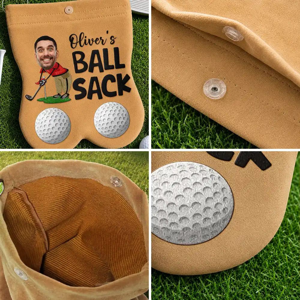 Humorous,Gift For Men,Golf,Gift For Yourself,Icon,Cut-Face Photo - Custom Photo Golf Lovers Ball Sack - Personalized Golf Ball Sacks