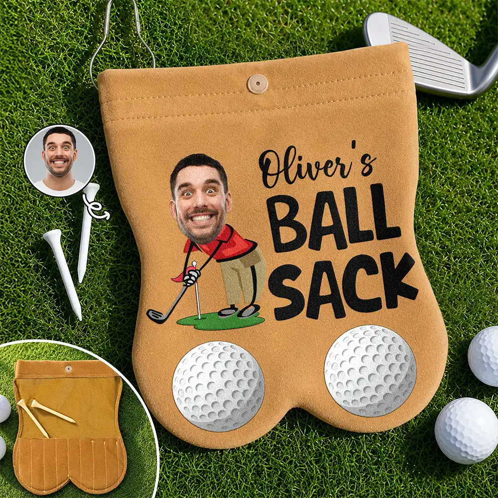 Humorous,Gift For Men,Golf,Gift For Yourself,Icon,Cut-Face Photo - Custom Photo Golf Lovers Ball Sack - Personalized Golf Ball Sacks